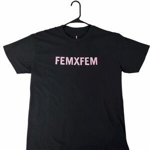 Black T-Shirt with Pink FEMXFEM Print